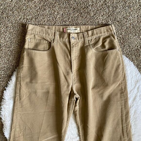 Levi’s 569 Vintage Corduroy Pants Loose Straight Fit Tan Y2K Mens Size 34x34 - Picture 3 of 9